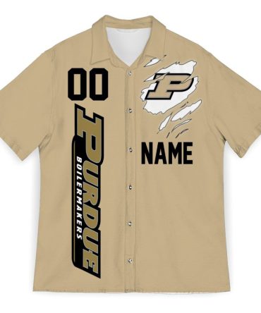 Ncaa Purdue Boilermakers Custom Name Gold Scratch Trendy Hawaiian Shirt Aloha Shirt