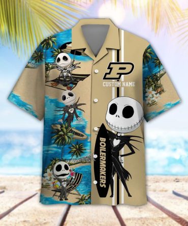 Ncaa Purdue Boilermakers Custom Name Jack Skellington Trendy Hawaiian Shirt Aloha Shirt