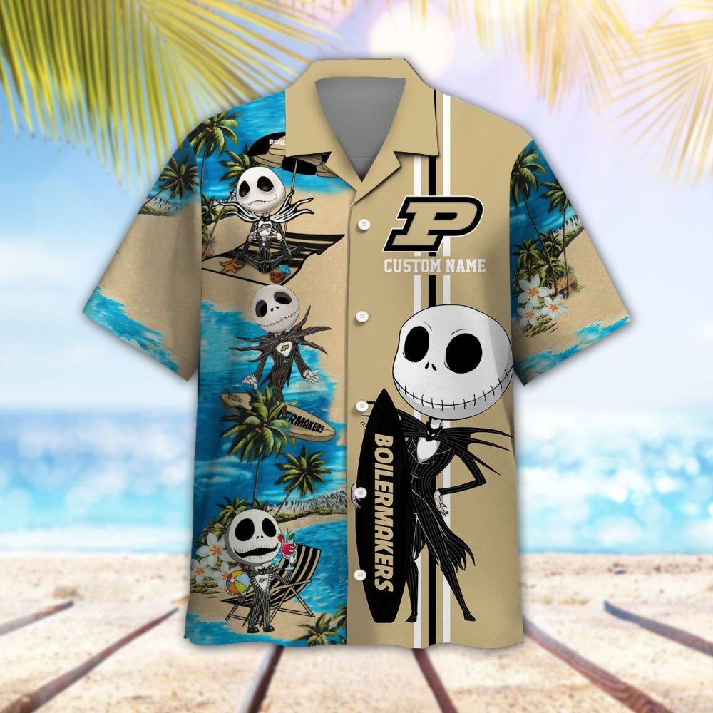 Ncaa Purdue Boilermakers Custom Name Jack Skellington Trendy Hawaiian Shirt Aloha Shirt