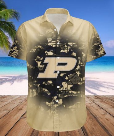 Ncaa Purdue Boilermakers Custom Text Number Gold Black Trendy Hawaiian Shirt V12 Aloha Shirt