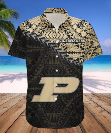 Ncaa Purdue Boilermakers Gold Black Polynesian Hawaiian Shirt V3 Aloha Shirt