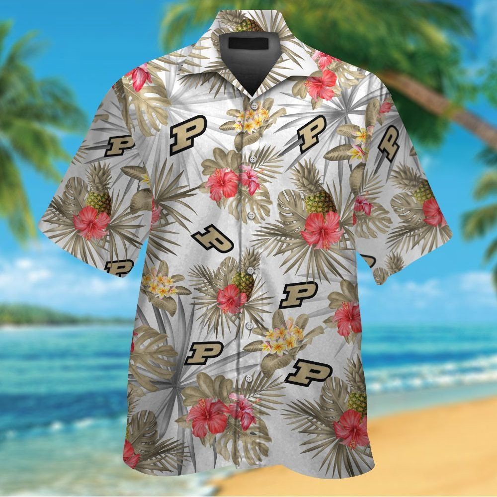 Ncaa Purdue Boilermakers Pink Flowers Pineaaple Trendy Hawaiian Shirt Aloha Shirt