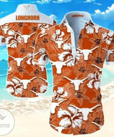 Ncaa Texas Longhorns Orange White Hawaiian Shirt