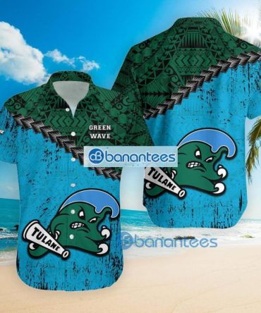 Ncaa Tulane Green Wave Grunge Polynesian Tattoo Trendy Hawaiian Shirt Aloha Shirt
