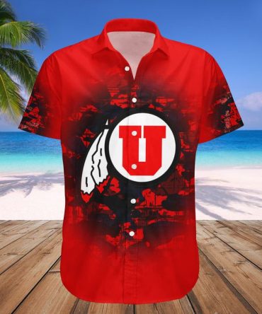 Ncaa Utah Utes Custom Text Number Red Black Camo Vintage Trendy Hawaiian Shirt Aloha Shirt