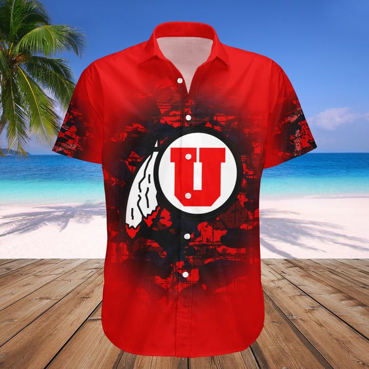 Ncaa Utah Utes Custom Text Number Red Black Camo Vintage Trendy Hawaiian Shirt Aloha Shirt