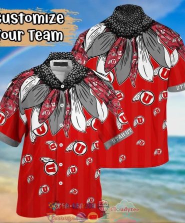 Ncaa Utah Utes Grey Native Feather Red Hawaiian Shirt