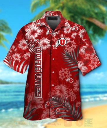 Ncaa Utah Utes Red Tropical Flowers Hawaiian Shirt
