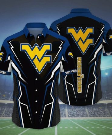 Ncaa West Virginia Mountaineers Black Blue Hawaiian Shirt