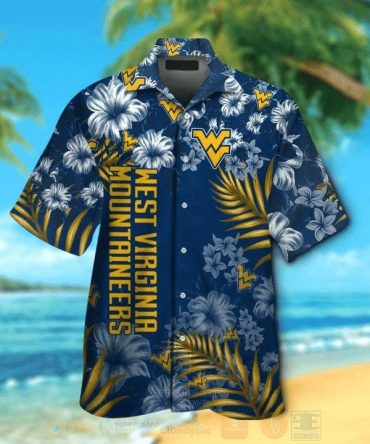 Ncaa West Virginia Mountaineers Blue Flowers Trendy Hawaiian Shirt Aloha Shirt