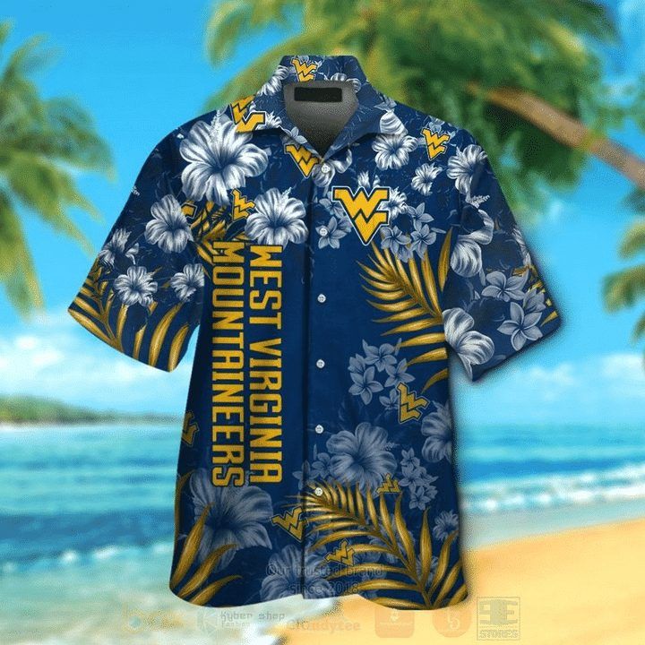 Ncaa West Virginia Mountaineers Blue Flowers Trendy Hawaiian Shirt Aloha Shirt