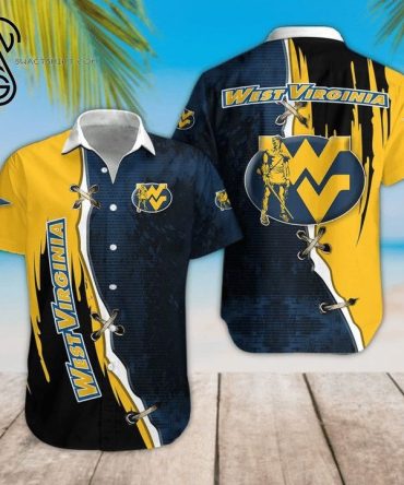 Ncaa West Virginia Mountaineers Blue Gold Trendy Hawaiian Shirt Aloha Shirt