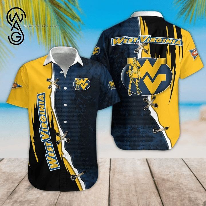 Ncaa West Virginia Mountaineers Blue Gold Trendy Hawaiian Shirt Aloha Shirt