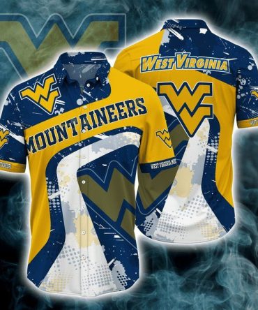 Ncaa West Virginia Mountaineers Blue Gold Trendy Hawaiian Shirt V2 Aloha Shirt