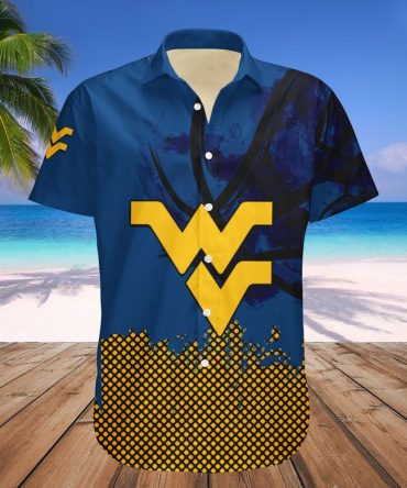 Ncaa West Virginia Mountaineers Custom Text Number Blue Gold Trendy Hawaiian Shirt Aloha Shirt