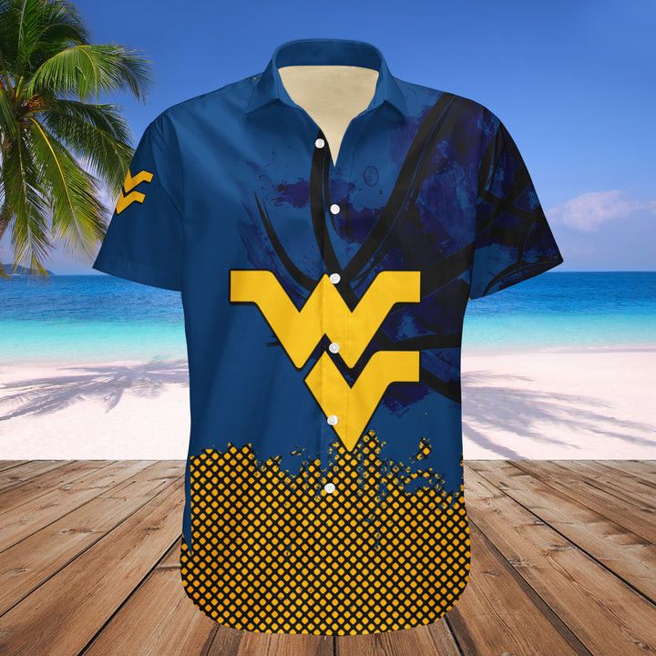 Ncaa West Virginia Mountaineers Custom Text Number Blue Gold Trendy Hawaiian Shirt Aloha Shirt