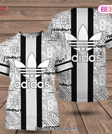 Adidas 3D T-Shirt White Logo Mix Vertical Stripes