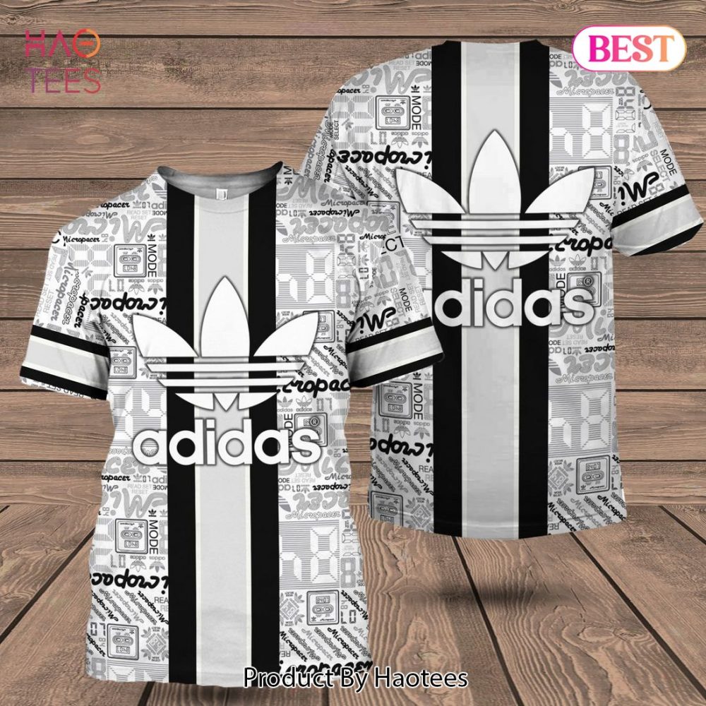Adidas 3D T-Shirt White Logo Mix Vertical Stripes