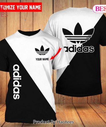 Adidas Brand Black And White Half 3D T-Shirt