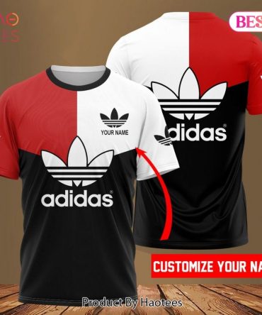 Adidas Brand Black Red Mix White 3D T-Shirt