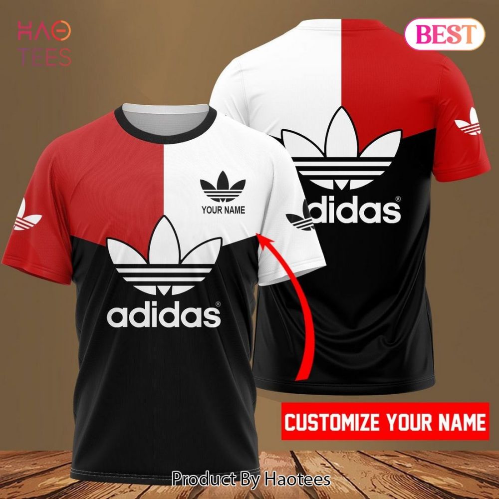 Adidas Brand Black Red Mix White 3D T-Shirt