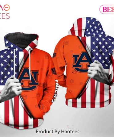 New Auburn Tigers Flag American My Heart 3D Hoodie Gifts For Auburn Tigers Fans