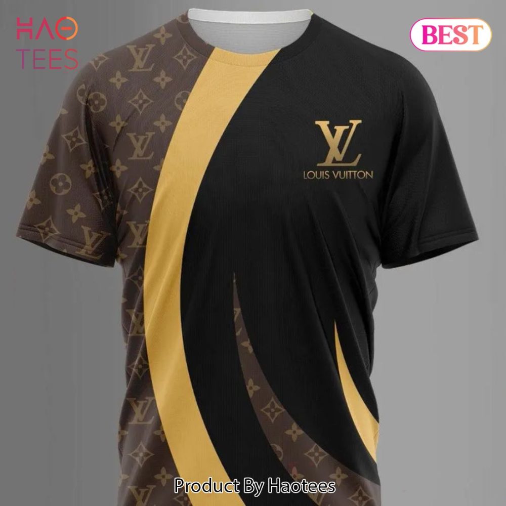 Louis Vuitton Brown Yellow Black Brand T-Shirt Outfit For Men Women