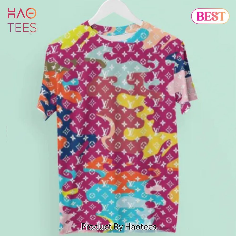 Louis Vuitton Logo Multicolor Brand Premium T-Shirt Outfit For Men Women