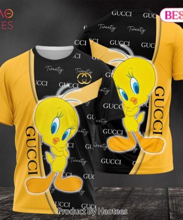 Gucci Brand Gold Black 3D T-Shirt Limited Edition