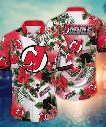 New Jersey Devils Nhl Hawaiian Shirt Pool Daystime Aloha Shirt