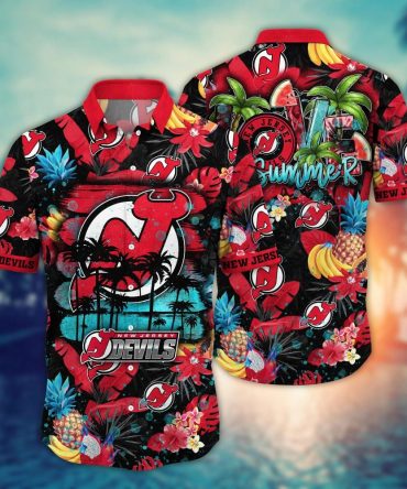 New Jersey Devils Nhl Hawaiian Shirt Sun-Soakedtime Aloha Shirt