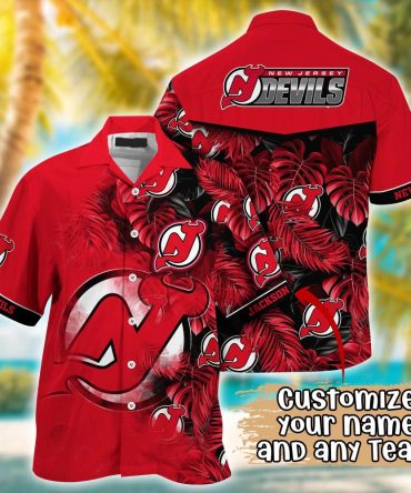 New Jersey Devils Nhl Summer Hawaii Shirt And Tshirt Custom Aloha Shirt