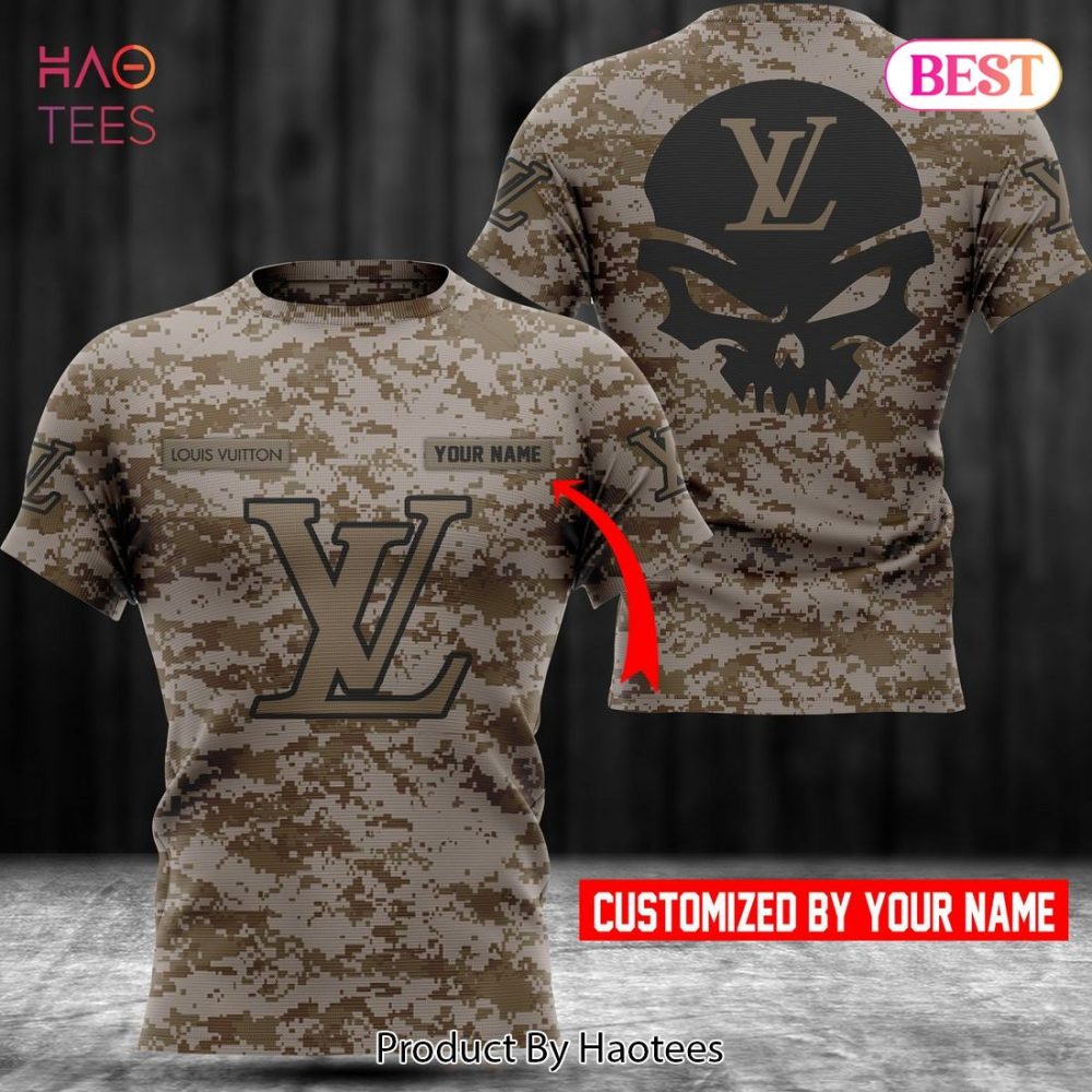 Louis Vuitton Army Camouflage Brand 3D T-Shirt