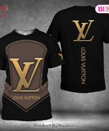 Louis Vuitton Brown Black Combine Logo 3D T-Shirt Limited Edition