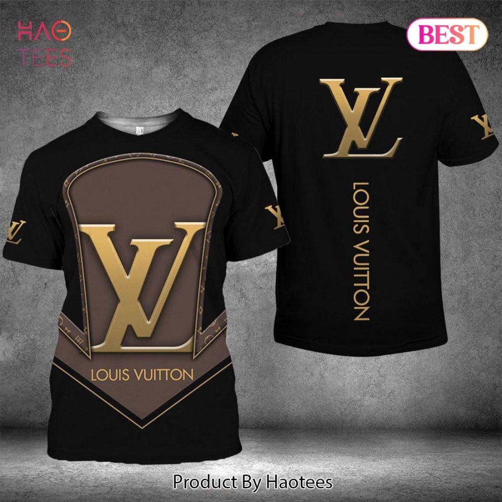Louis Vuitton Brown Black Combine Logo 3D T-Shirt Limited Edition