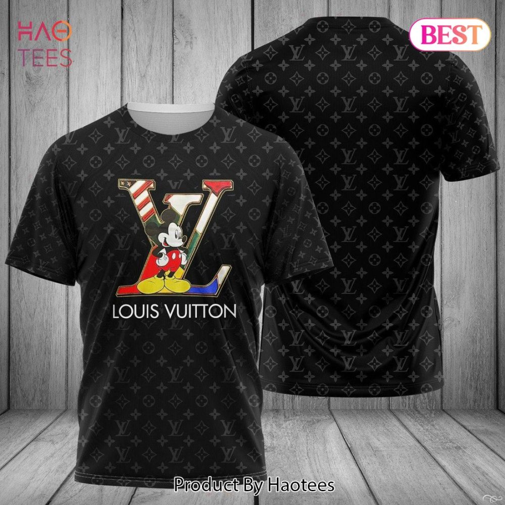 Louis Vuitton Mickey Mouse Brand Full Logo 3D T-Shirt