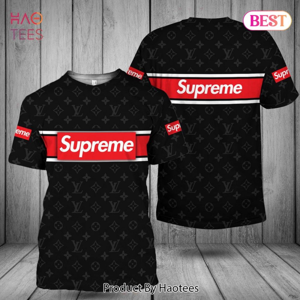 Supreme Full Printing Logo Loius Vuitton Brand 3D T-Shirt Limited Edition