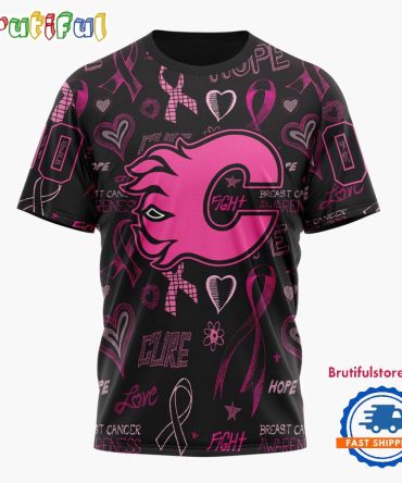 Nhl Calgary Flames Special Pink Breast Cancer Awareness New Design T Shirt