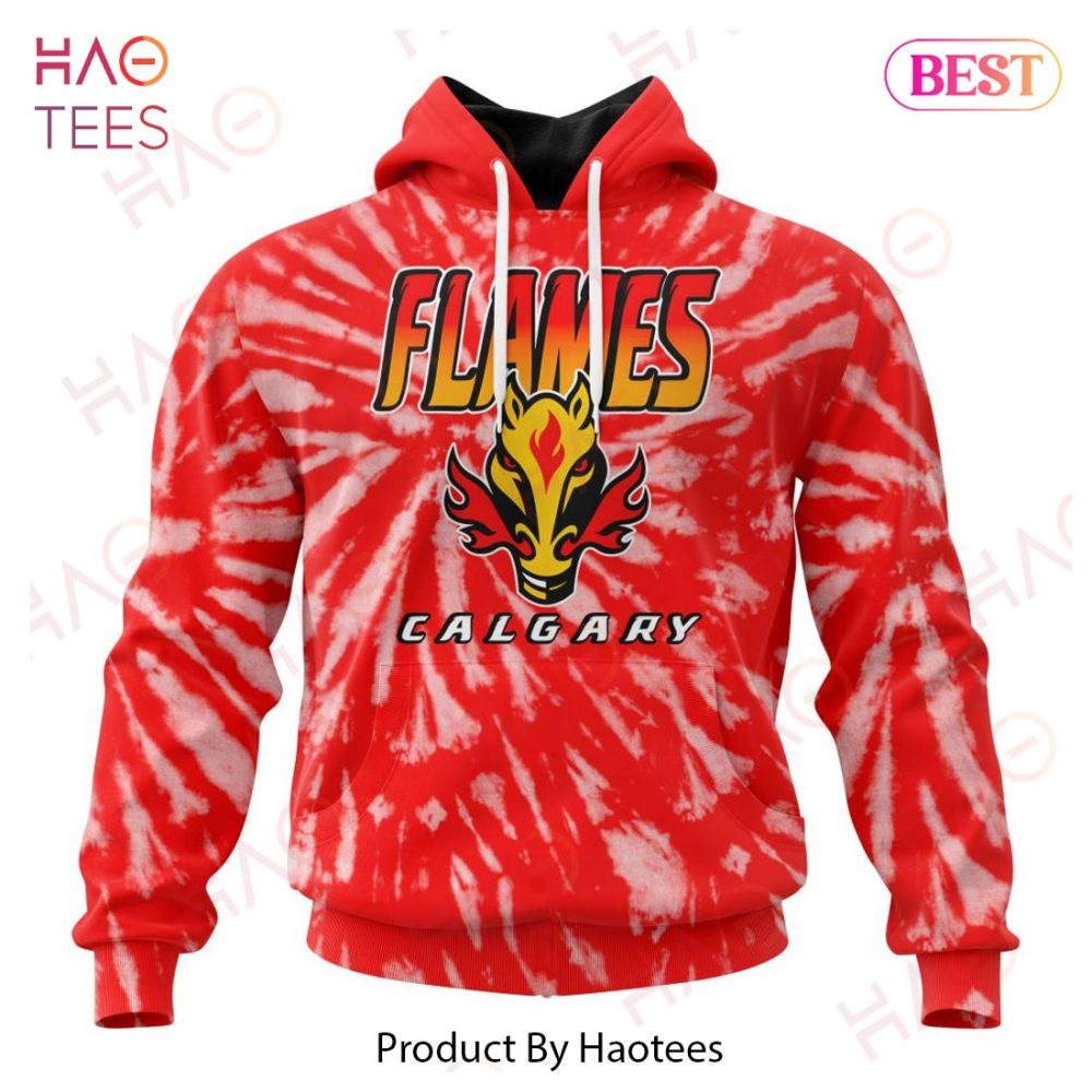 Nhl Calgary Flames Special Retro Vintage Tie - Dye Hoodie