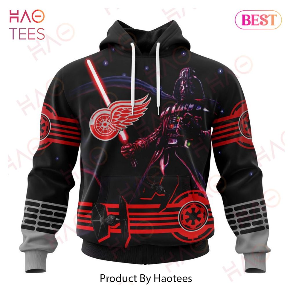 Nhl Detroit Red Wings Specialized Starwar Darth Vader Version Jersey Hoodie