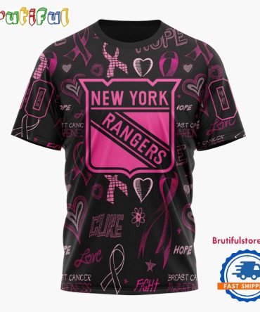 Nhl New York Rangers Special Pink Breast Cancer Awareness New Design T Shirt