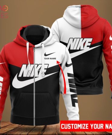 Nike White Red Black Luxury Hoodie Limited Edition
