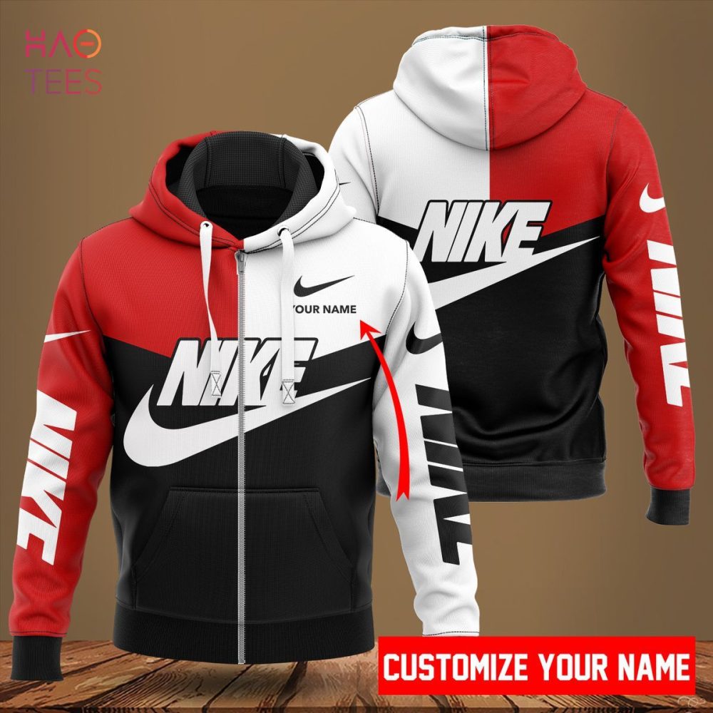 Nike White Red Black Luxury Hoodie Limited Edition
