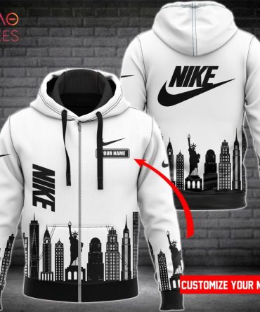 Nike Luxury Brand Building Black Mix White 3D Hoodie Pod Design