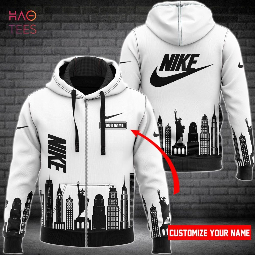 Nike Luxury Brand Building Black Mix White 3D Hoodie Pod Design