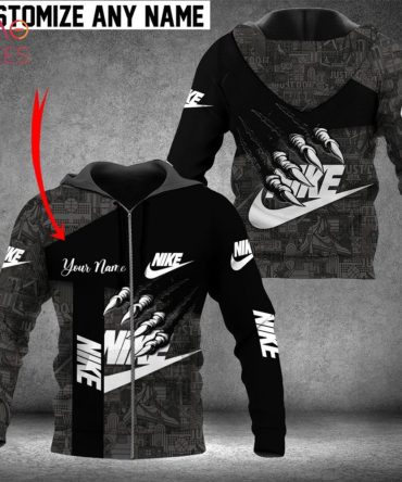 Nike Luxury Brand Black Mix Grey 3D Hoodie Pod Design