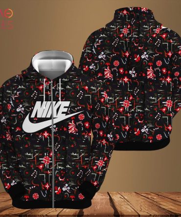 Nike Red Mix Black Flower 3D Hoodie Limited Edition