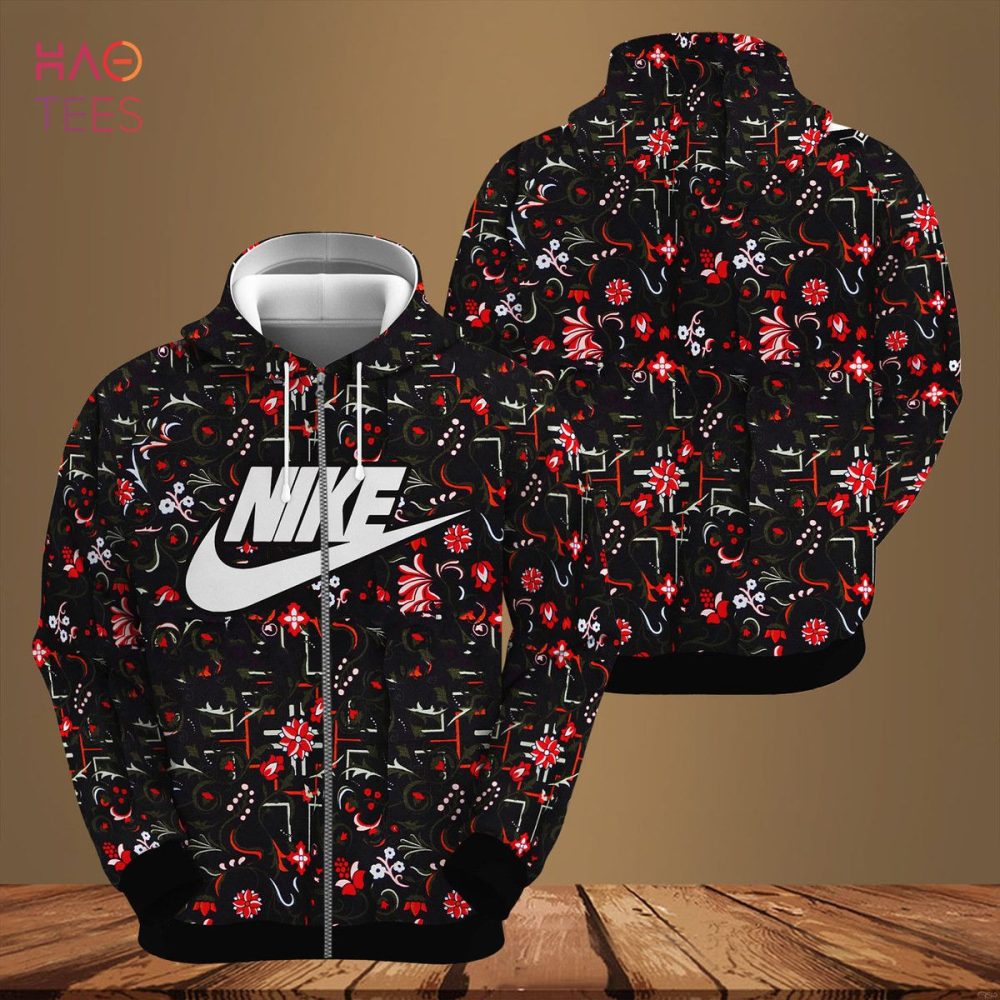 Nike Red Mix Black Flower 3D Hoodie Limited Edition
