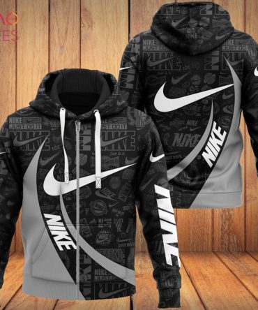 Nike Full Printing Black Grey Luxury 3D Hoodie Limited Edition