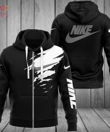 Nike Luxury Brand Black Mix Grey Logo Hoodie Limited Edition